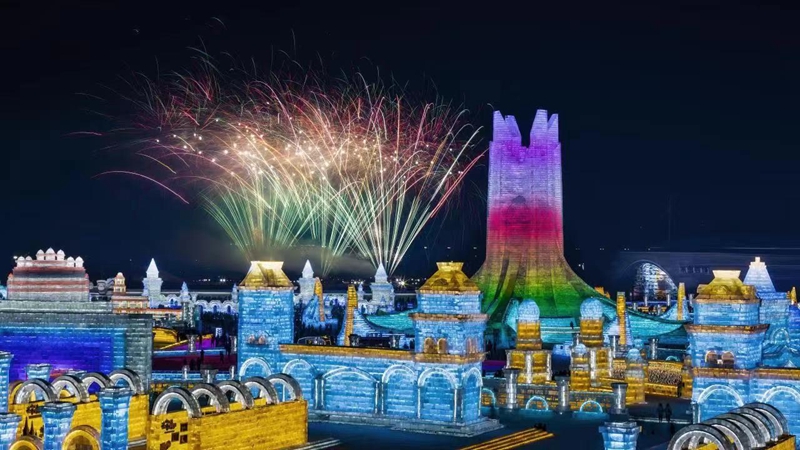 哈尔滨冰雪大世界夜景 (哈尔滨冰雪大世界供图)
