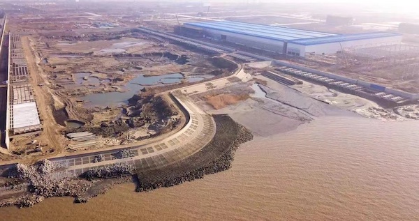 图说:长兴造船基地二期工程施工画面 来源/采访对象提供