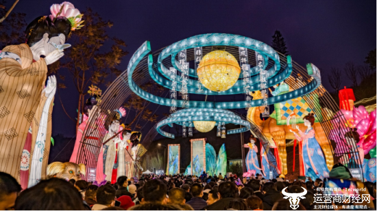 游客观赏自贡·中华彩灯大世界千灯博物馆