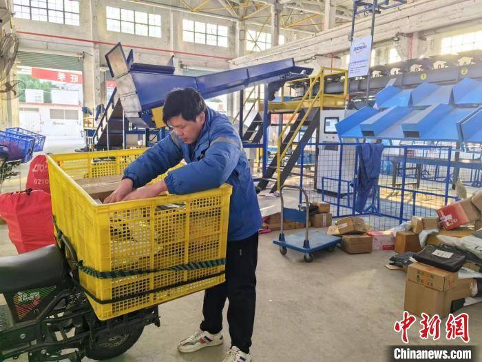 快递员正在整理快递物品 中通快递供图