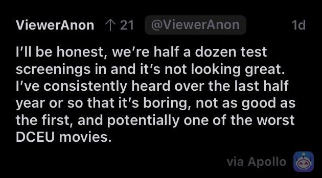 美媒：消息人士称《海王2》试映会反响不佳