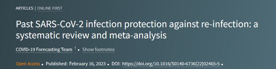 2月16日，《柳叶刀》刊登了《既往新冠病毒感染对再次感染的保护》论文