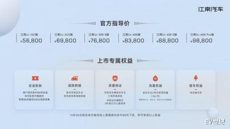 十万以内最能打的纯电小车!江南U2正式上市,仅售5.68万元起