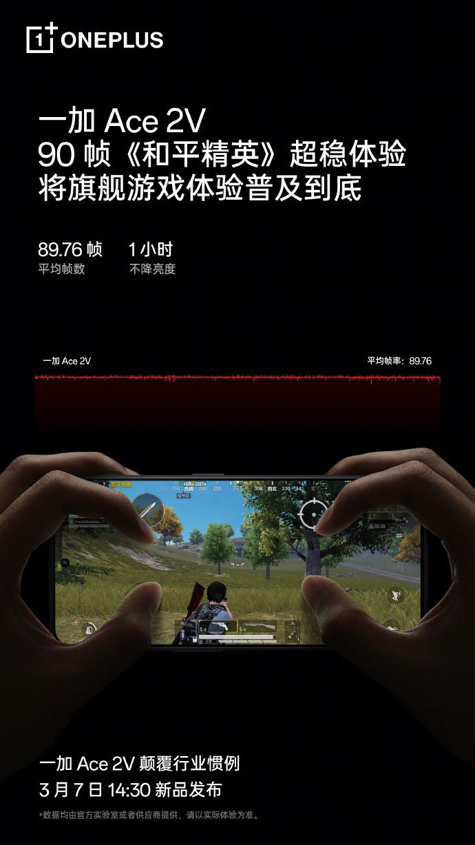 OnePlus Ace 2V mobile phone supports “League of Legends Mobile Game” 120 frames, “Peace Elite” 90 frames mode_Sina Technology_Sina.com