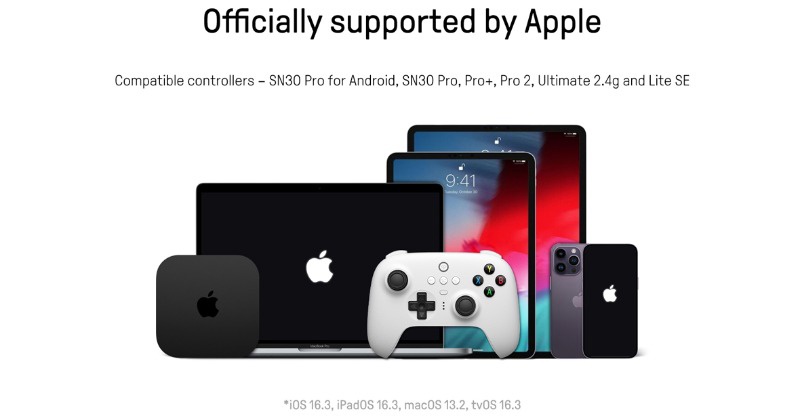 八位堂宣布 SN30 Pro 等 6 款手柄兼容苹果设备