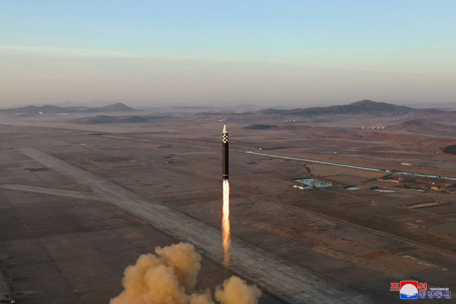朝鮮3月16日發射“火星炮-17” 圖源：朝中社