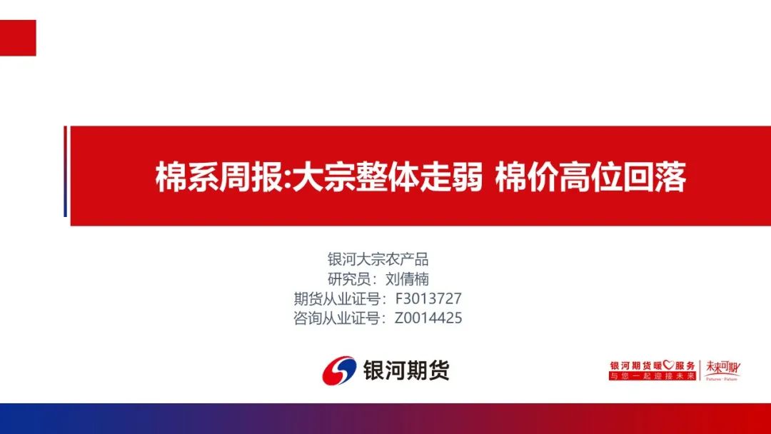 【棉系周报】大宗整体走弱 棉价高位回落