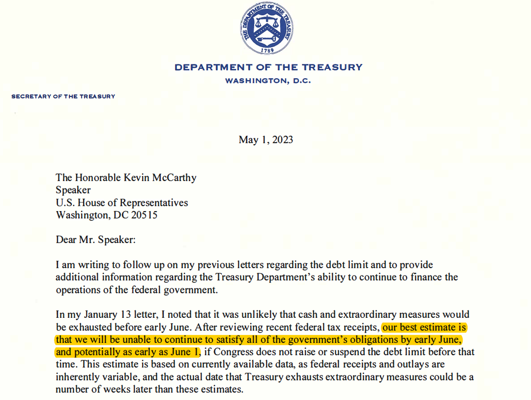 美国媒体掐指一算：距离美债违约的“X日” 最少只剩6个工作日