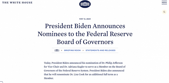 美联储二号人物揭晓！白宫还发布了其他关键职位提名