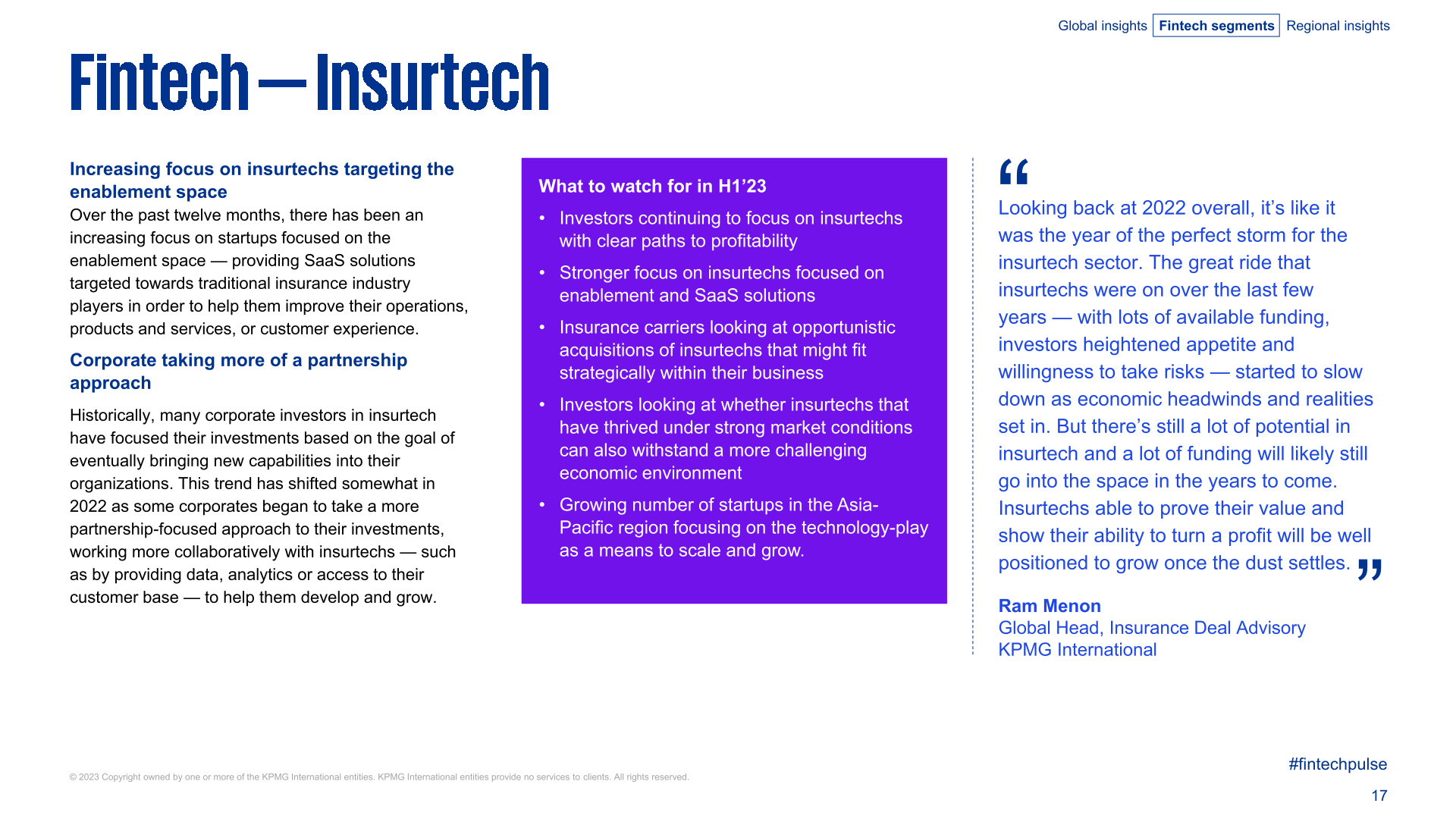 KPMG：2022年全球金融科技产业投资报告