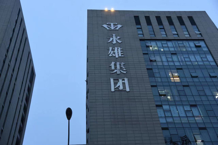 曾经筹划上市的永雄集团,如今陷入尴尬境地。图为一栋大楼上醒目的“永雄集团”字眼 视觉中国图
