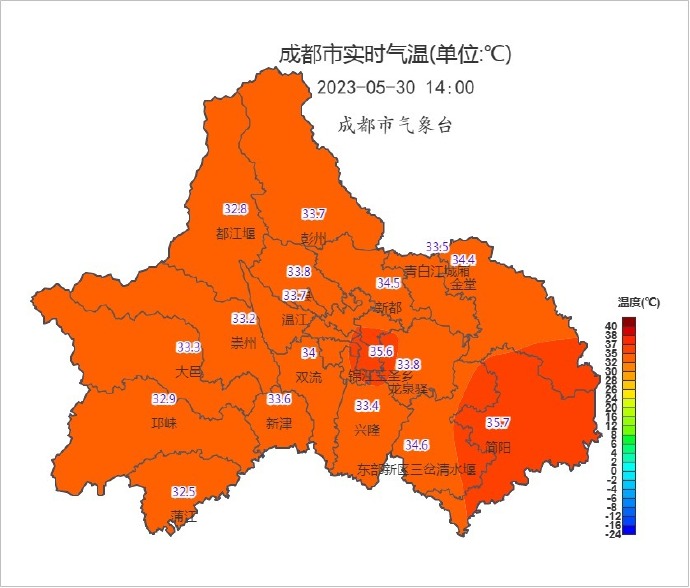 今日成都大部地方最高气温接近或超过35℃！打破历史当日记录