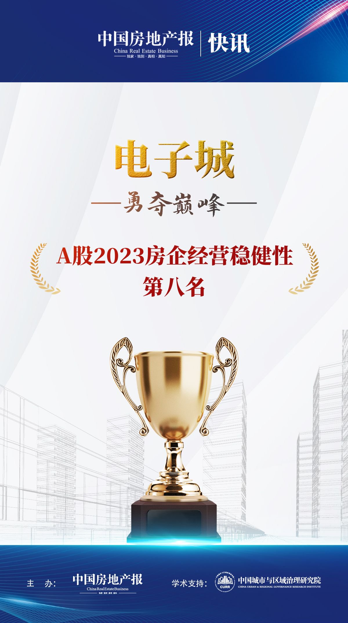 电子城荣获“A股2023房企经营稳健性第八名”