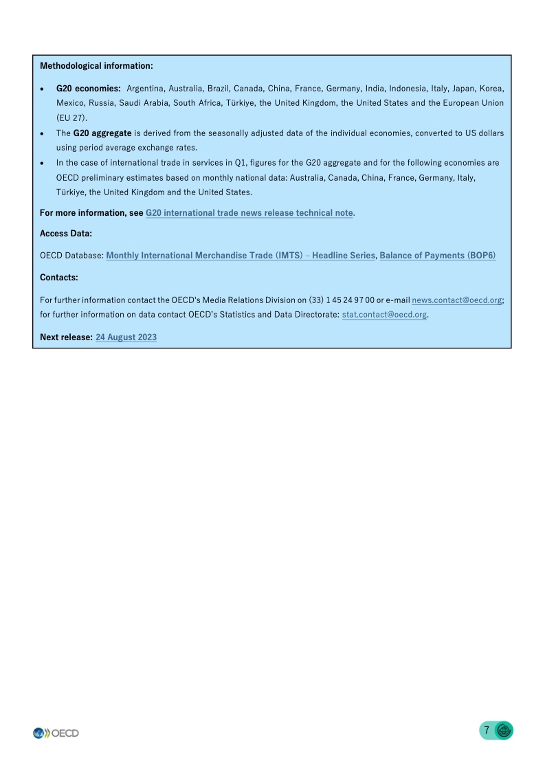 OECD：2023年第一季度G20国际贸易统计