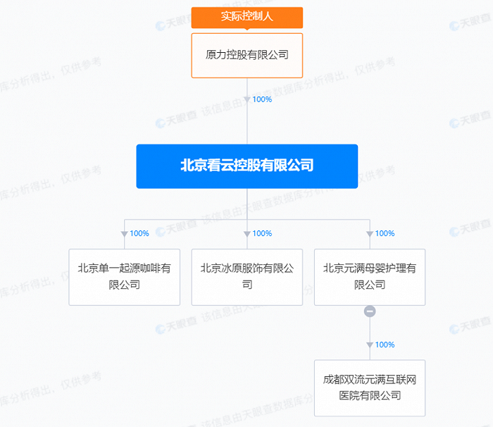 图/看云控股公司的股权全景穿透图,来源/天眼查 燃次元截图