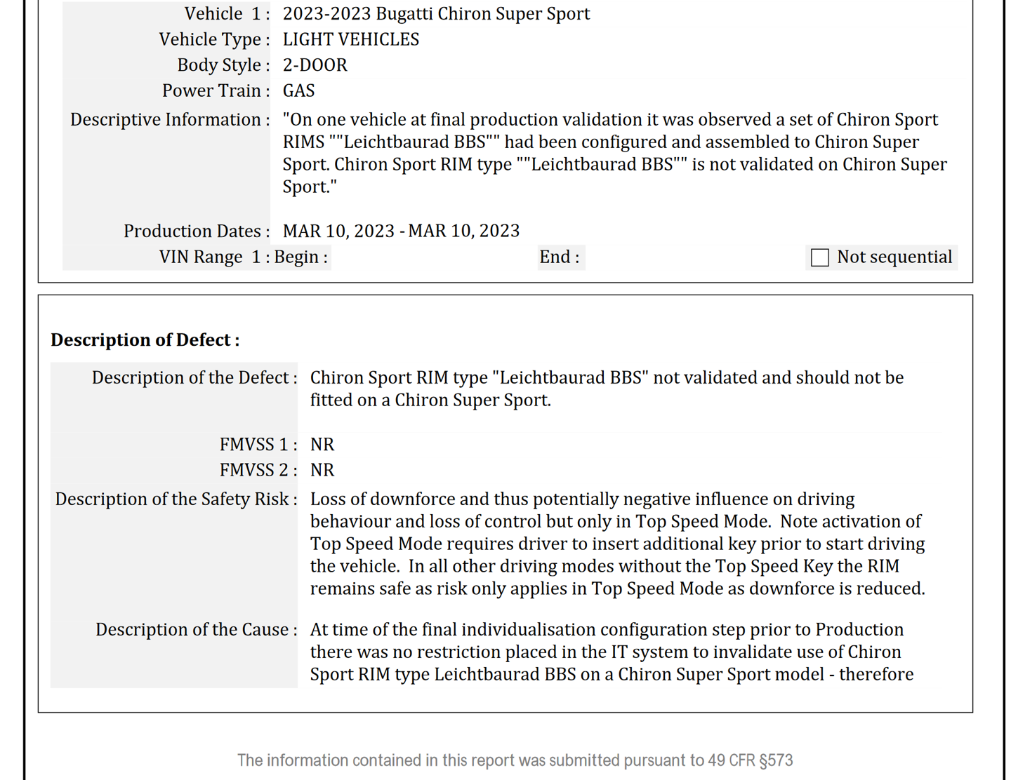 因轮毂安装错误,布加迪在美召回特定的 Chiron Super Sport 跑车