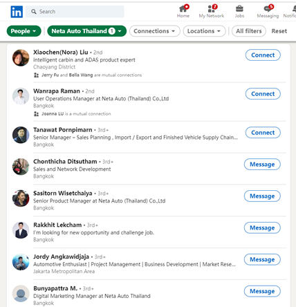 哪吒汽车泰国公司部分员工,来源:Linkedin
