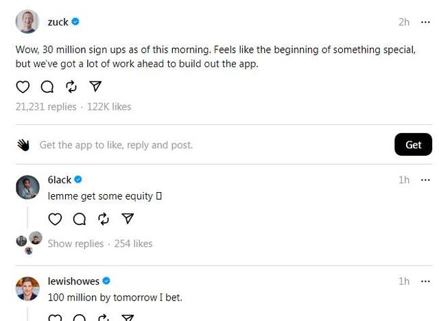 推特劲敌来势汹汹！Meta上线Threads 16小时超3000万人注册