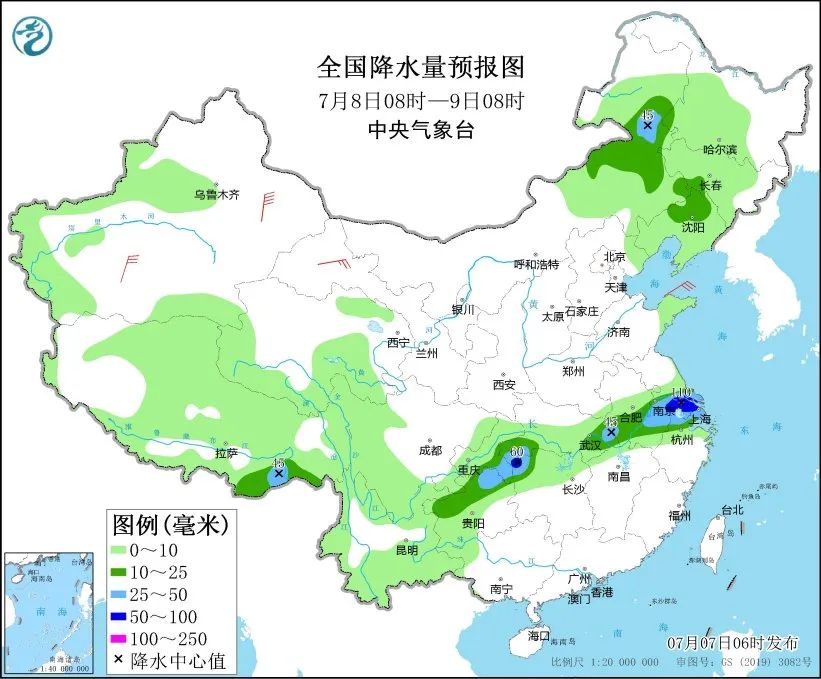 未来三天全国天气预报(7月7日)