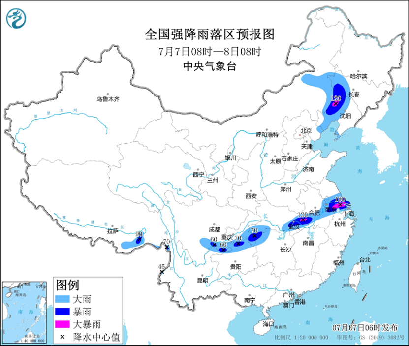 未来三天全国天气预报(7月7日)