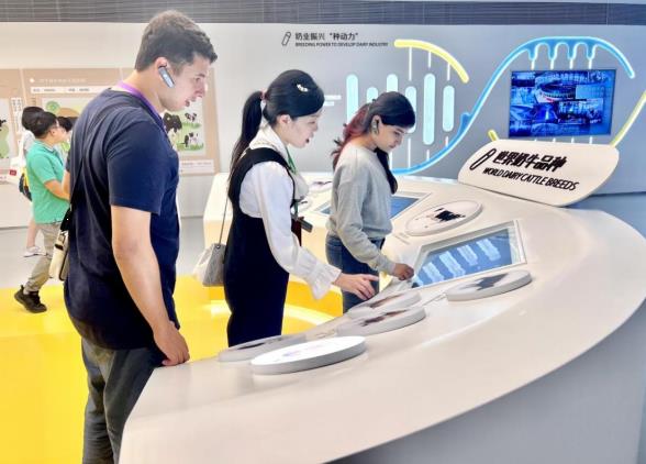 国际媒体采访团来到敕勒川生态智慧牧场展厅