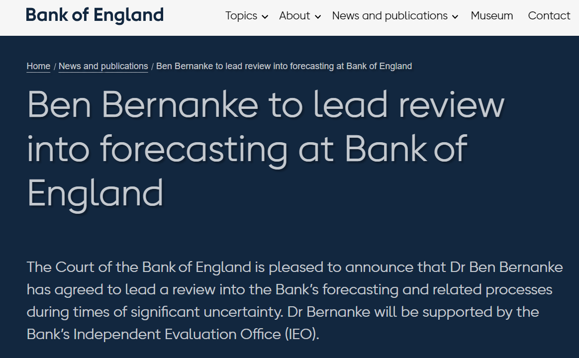 大侦探伯南克上线!受托调查英国央行“缘何误读通胀”