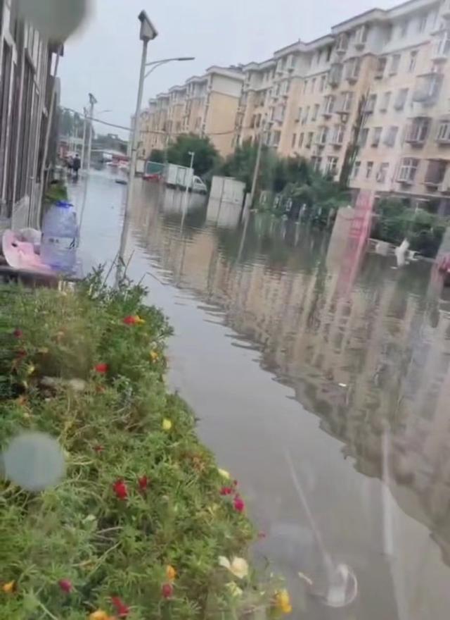 7月31日,洪水涌入小区。受访者供图