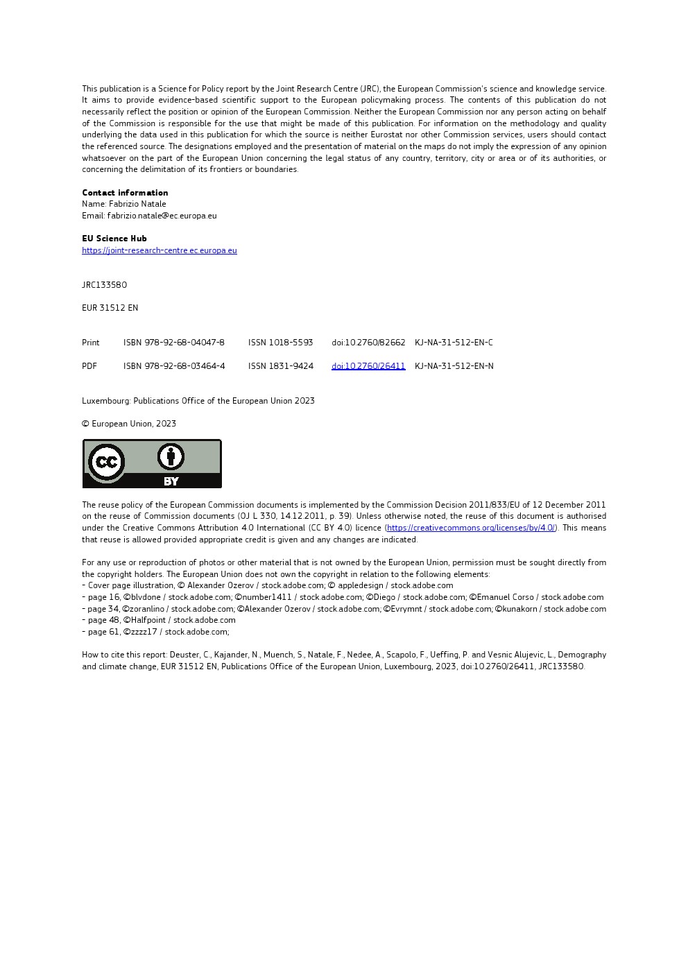 欧盟委员会：2023年人口统计与气候变化