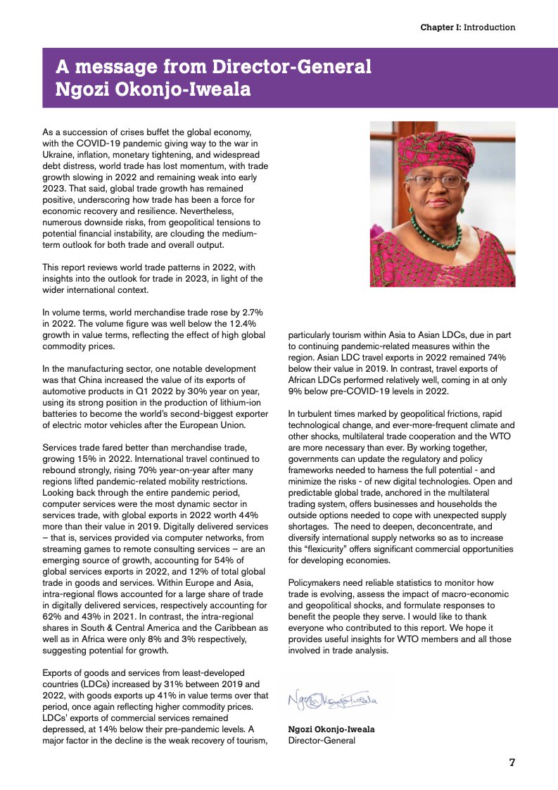 世界贸易组织：2023 年版世界贸易统计报告