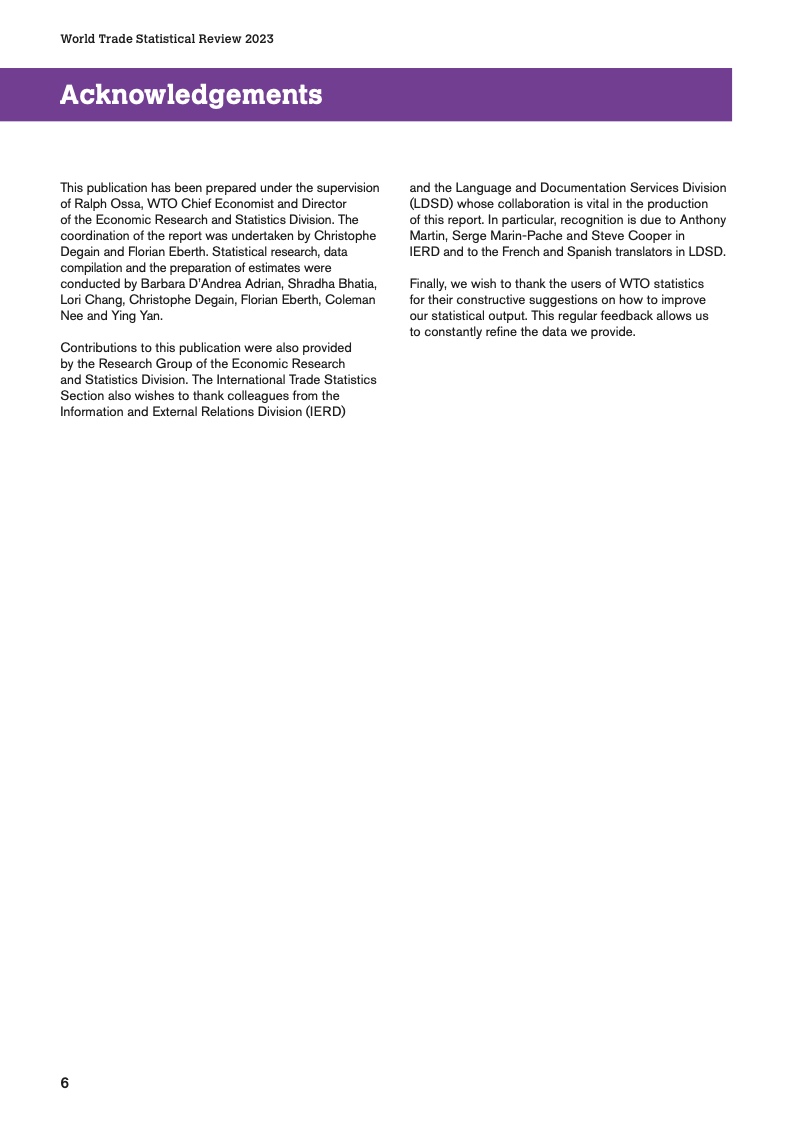 世界贸易组织：2023 年版世界贸易统计报告