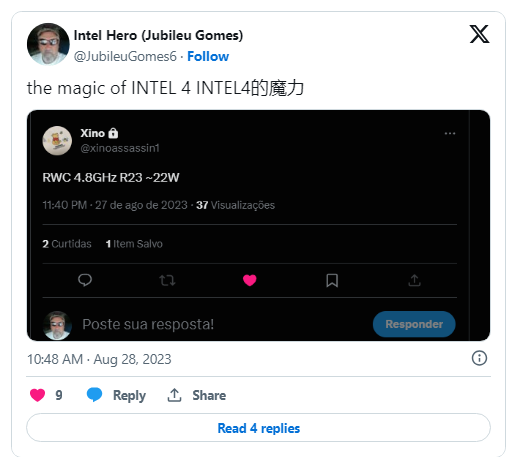 Intel 4 工艺，消息称英特尔全新酷睿 Ultra 处理器 22W 可实现 4.8GHz