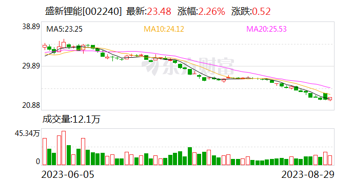 盛新锂能：上半年归母净利润6.11亿元 同比下降79.75%