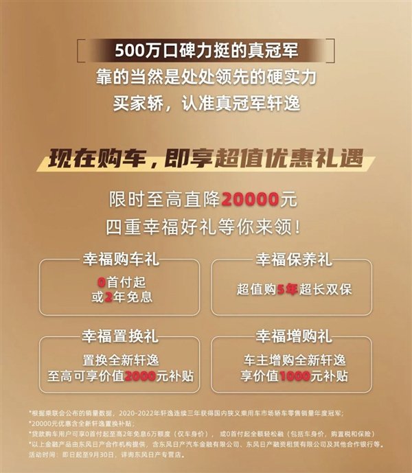 家轿销量王坐不住了！东风日产轩逸至高直降2万元：杀入10万内