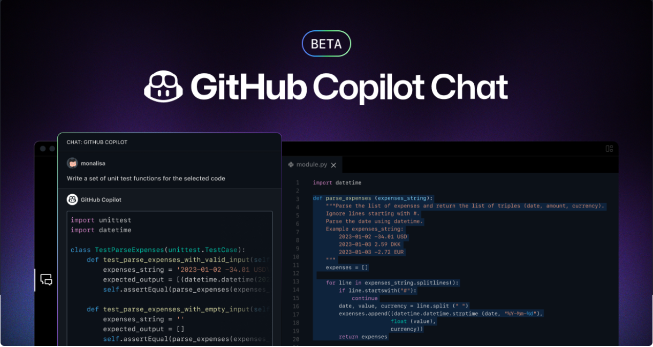 微软 github ai 代码助手 copilot chat 现已开放个人使用