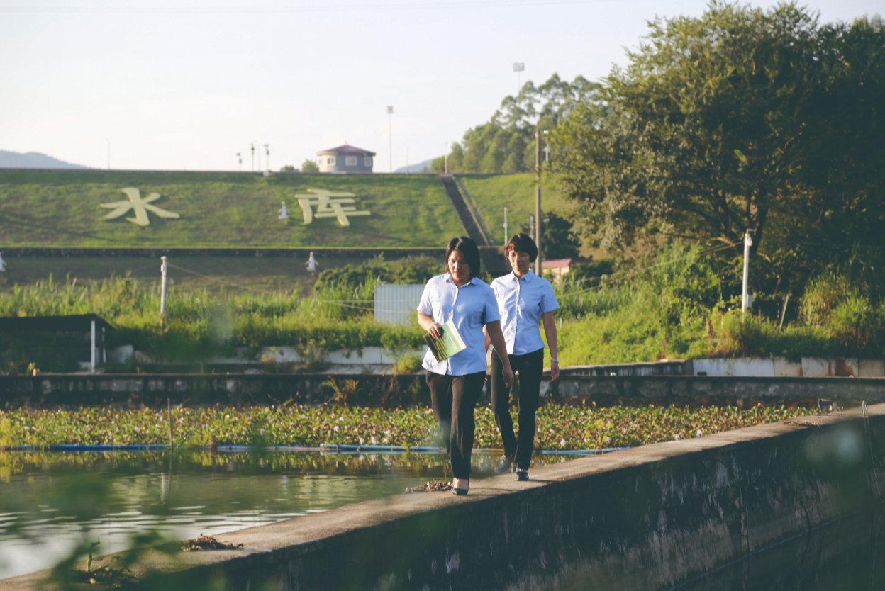 邮储银行广州市分行客户经理走上鱼塘堤坝,打通金融服务“最后一公里” 刘璨硕 摄