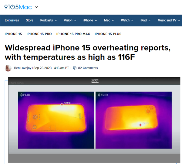 iPhone 15 Pro发热问题扩散:有人称通话5分钟升至42°C 你遇到了吗