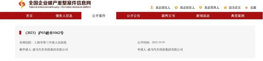 太突然！造车新势力巨头威马汽车破产重整