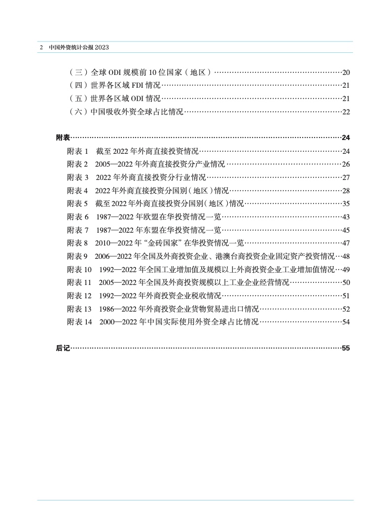 2023年中国外资统计公报