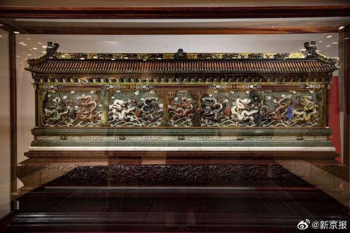 燕京八绝博物馆馆藏展品九龙壁。新京报记者 王远征 摄