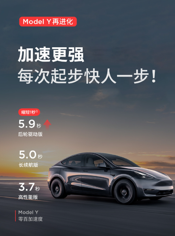 特斯拉新款ModelY完成申报电机最大功率提升至220kW