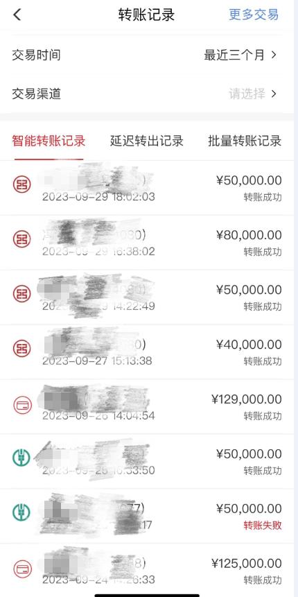 ▲杨女士部分转账记录 受访者供图