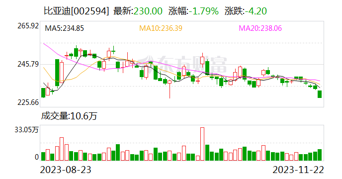 比亚迪现2994.14万元折价大宗交易 折价率8%