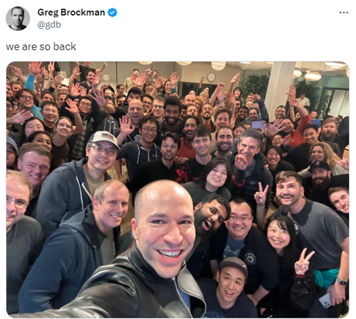 AI宫斗大戏落幕!被开除的ChatGPT之父回归:网友要笑死了