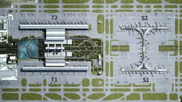 浦东国际机场航站楼+卫星厅示意图