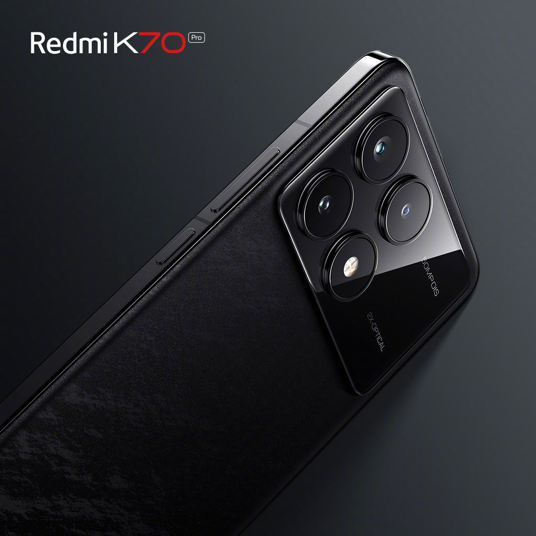 小米 Redmi K70 Pro 手机外观亮相:“墨羽”配色,后置矩阵三摄