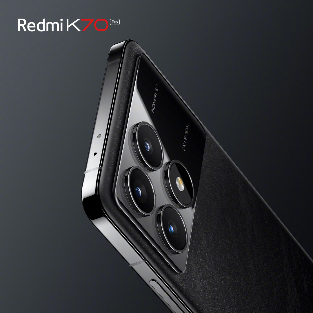 小米 Redmi K70 Pro 手机外观亮相:“墨羽”配色,后置矩阵三摄