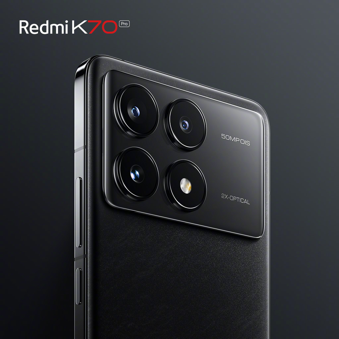 小米 Redmi K70 Pro 手机外观亮相:“墨羽”配色,后置矩阵三摄