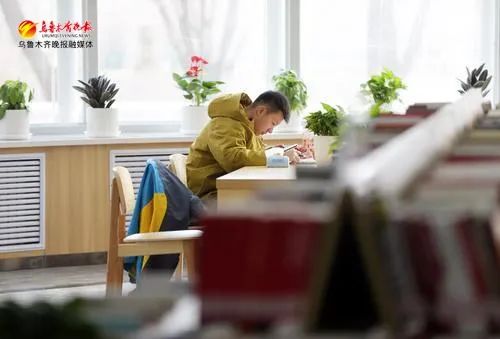 12月8日，乌鲁木齐市图书馆内，一位读者正在阅读。记者王畅彤摄