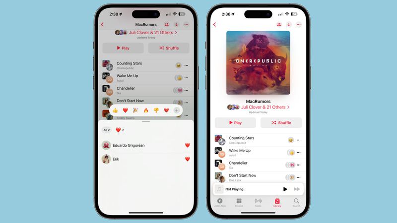 苹果 Apple Music 协作播放列表增强互动：支持 Emoji Reactions