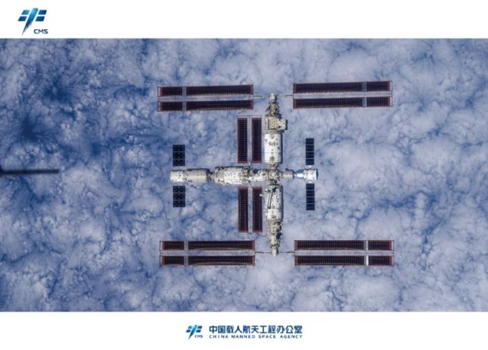 資料圖：神舟十六號航天員拍攝空間站組合體全景圖像。來源：「中國載人航天」微信公眾號